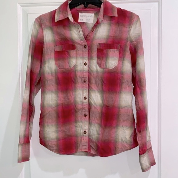AEROPASTLE plaid button down shirt size medium - Picture 2 of 8